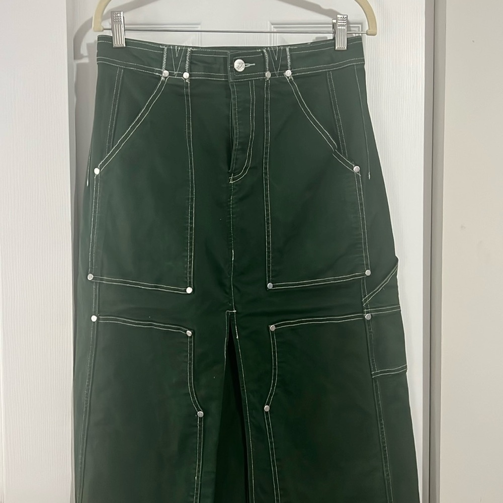 Anthropologie green carpenter maxi skirt